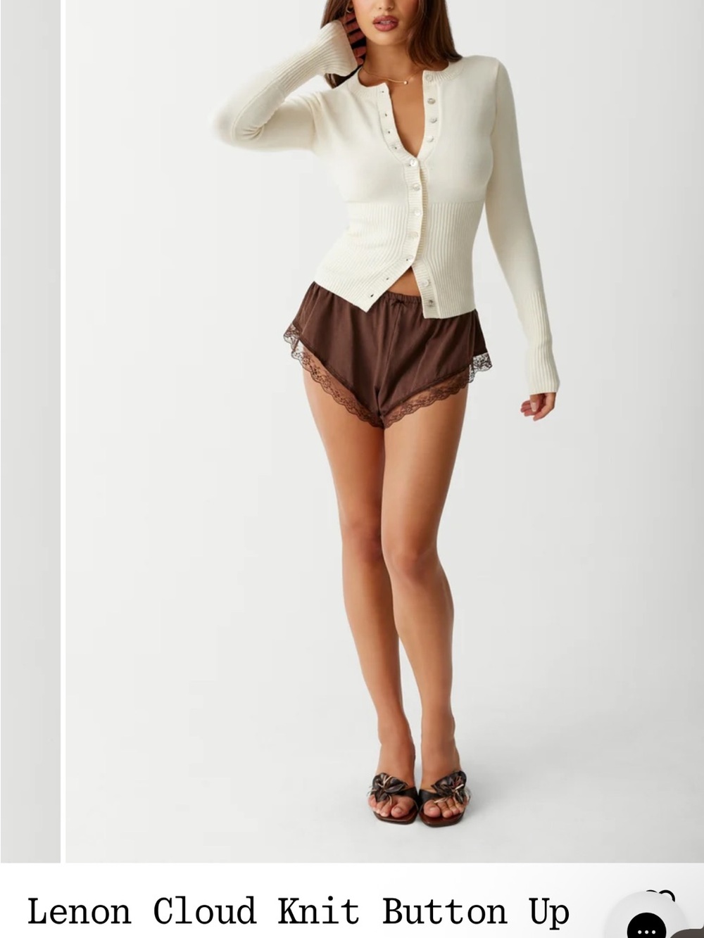 Frankie’s bikinis Cloud Knit Button-Up Cardigan - Cream - Picture 3 of 8